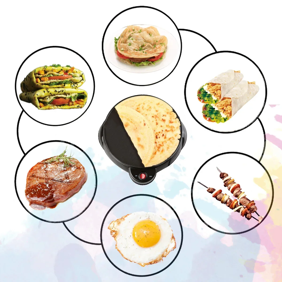 650W 23CM Electric Crepe Maker Pizza Pancake Making Machine Non-Stick Griddle Baking Pan Household Kitchen Cooking Tools 220V 3