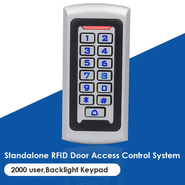 LED Backlight Metal Keypad Wiegand RFID Card Reader 125khz Access Control System Proximity Card Standalone 2000 Users Door Lock 2