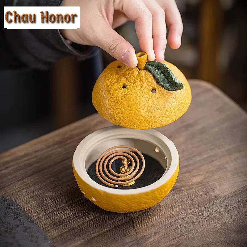 Great Lucky Incense Holder Ugly Orange Incense Burners Mosquito Censer Thurible Smell Distributor Tea Items Ornaments Room Decor
