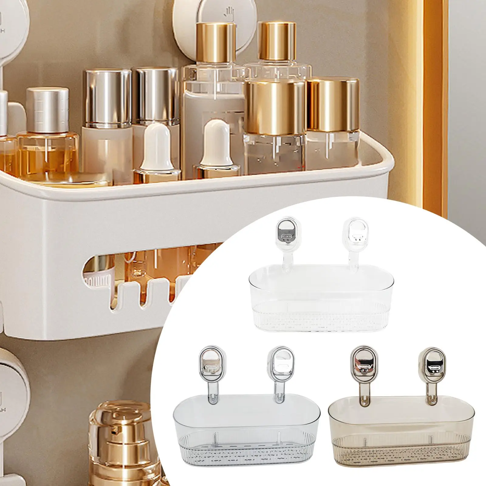 Suction Cup Shower Shelf Wall Mounted Modern No Drilling Need Storage Rack for Laundry Room Apartment Kitchen Toilet Dorm