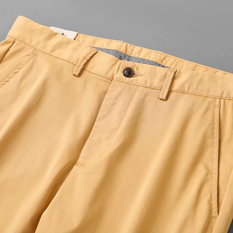 Summer Thin Mens Suit Pants Yellow Red Khaki Formal Casual Green Trousers For Male Straight Fit Stretch Korean  Fashion Pant 4