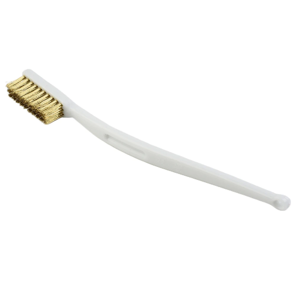 

White Plastic Handle Brass Wire Brush Stainless Steel Nylon Cleaning Polishing Detail Metal Rust Brush Home Kits Hand Tools