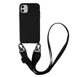 Silicone Crossbody Phone Case with Neck Strap and Lanyard for iPhone 16 (Black)