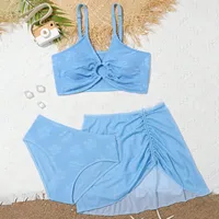Girls Swimsuit 10 Years Playing Girl Girls 3 Pieces Beach Bikini Bathing Suit With Pants Summer Casual Holiday Surf Girl 1