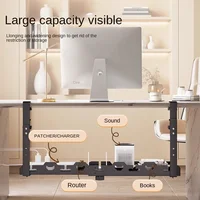 Support de rangement télescopique sous Table, plateau de gestion de câbles en métal, organisateur de fils de bureau à domicile, accessoires de rangement sans poinçonnage 2