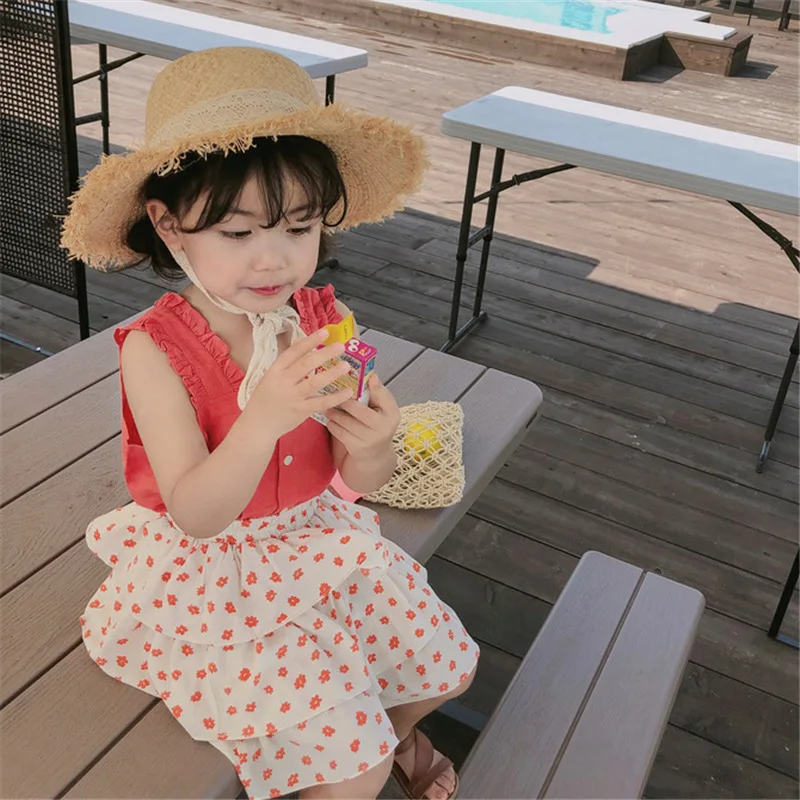 Summer Baby Girls Camisole Toddler Sleeveless Vest Kids Candy Color Top Tees Children's Clothing Korean Style