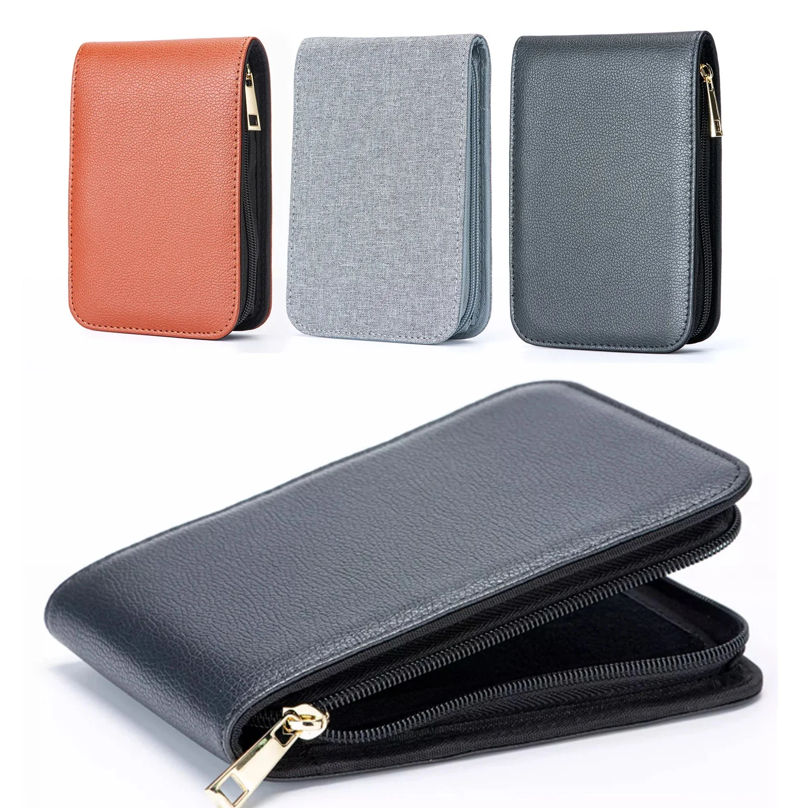 12 grid pen storage bag PU canvas minimalist waterproof and dustproof pen case stationery zipper protection bag
