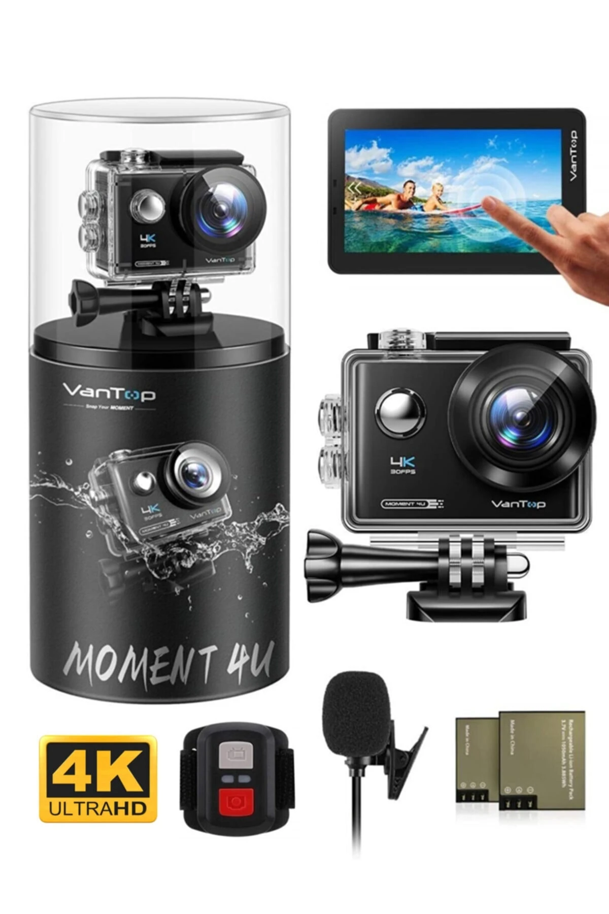 action camera brands VanTop Moment 4u 4k Action Camera 20mp Waterproof + Dual Battery + 170° Wide Angle + EIS Image St best action camera