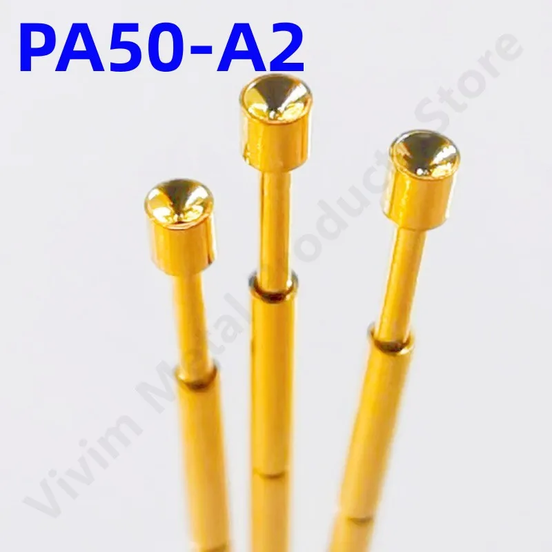 100PCS PA50-A2 Spring Test Probe PA50-A Test Pin Test Tool 16.55mm Dia0.68mm Gold Needle Tip Dia 0.9mm Pogo Pin P50-A P50-A2