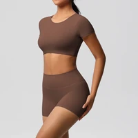 Workout Sportswear 2Pcs Piece Female Women Active Wear Sports Tank Top Women Gym Workout Leggins Booty Bum Leggins - Image 3