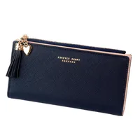 Fashion Long Wallet Slim Ladies Clutch High Quality Card Holder Buckle Tassel Leather Wallet 1