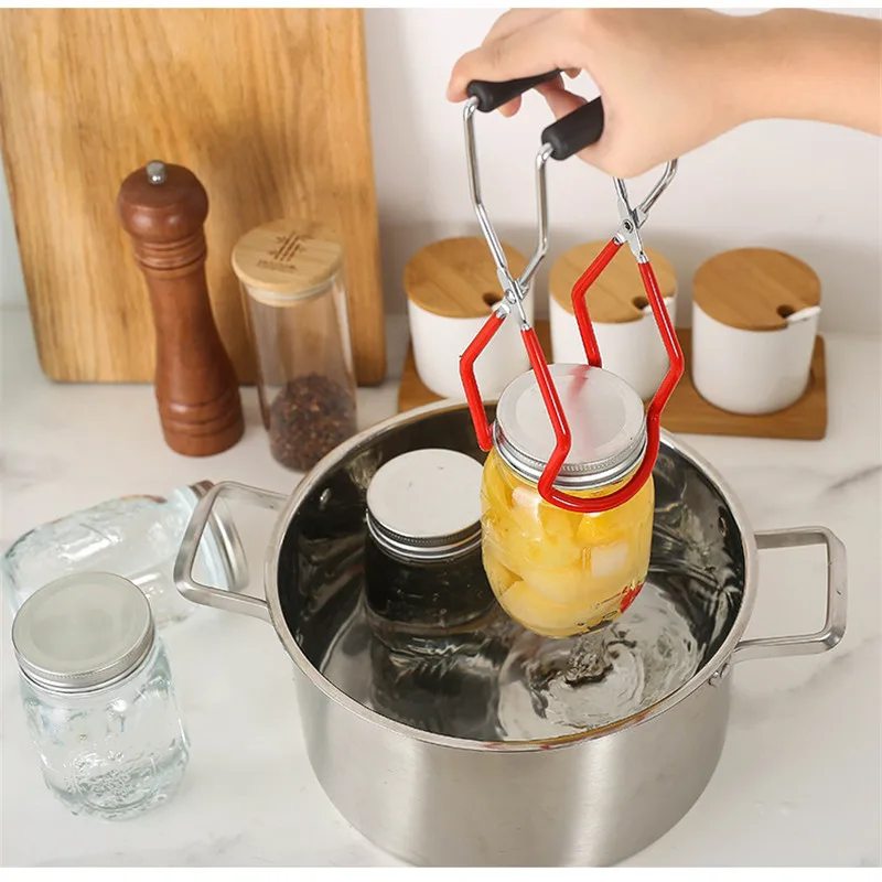

Canning Jar Lifter With Grip Handle Electroplated Iron Can Tongs Clip Heat Resistance Anti-Clip Jar Glass Bottle Holder Kitchen