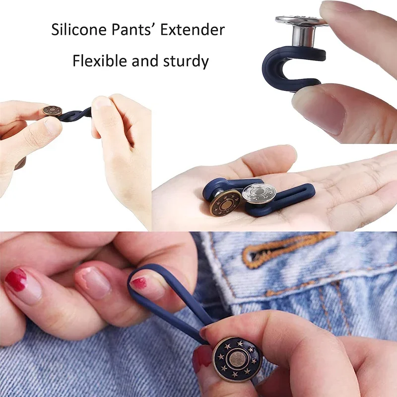 2/10pcs Metal Button Extender Perfect To Any Jeans Pants Free Sewing Retractable Jeans Waist Button Extended Buckles Fixing Kit