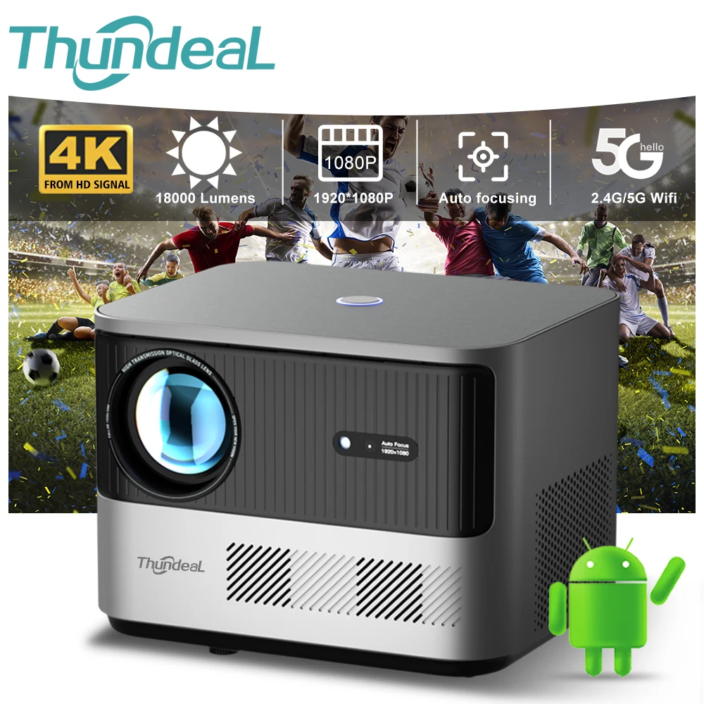 

ThundeaL TDA6 Full HD1080P Projector 5G WiFi Android 4K Video Smart Home Theater Auto Focus Projetor TDA6W 3D Portable Proyector