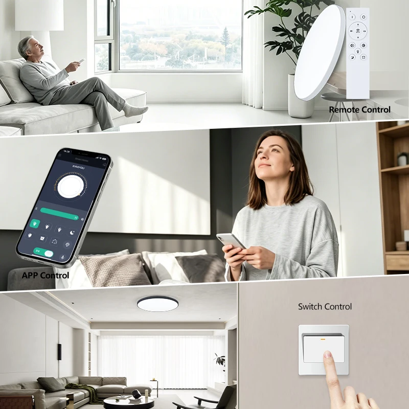 Modern LED Ceiling Lamp with Remote Control - Dimmable Lighting