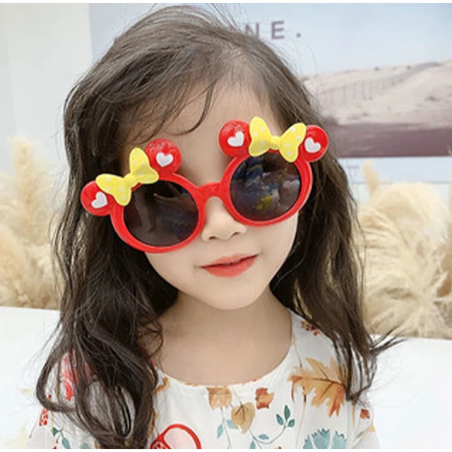 Disney Mickey Mouse Kids Sun Sunglasses Bear Shape Children Glasses Trendy  Girls Cartoon Eyeglasses Shades Driver Anti-Glare Toy - AliExpress