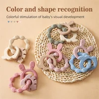1Pcs Baby Silicone Teether Ring BPA Free Rattles Bracelet Food Grade Newborn Baby Accessories Cartoon Silicone Teething Toys 4