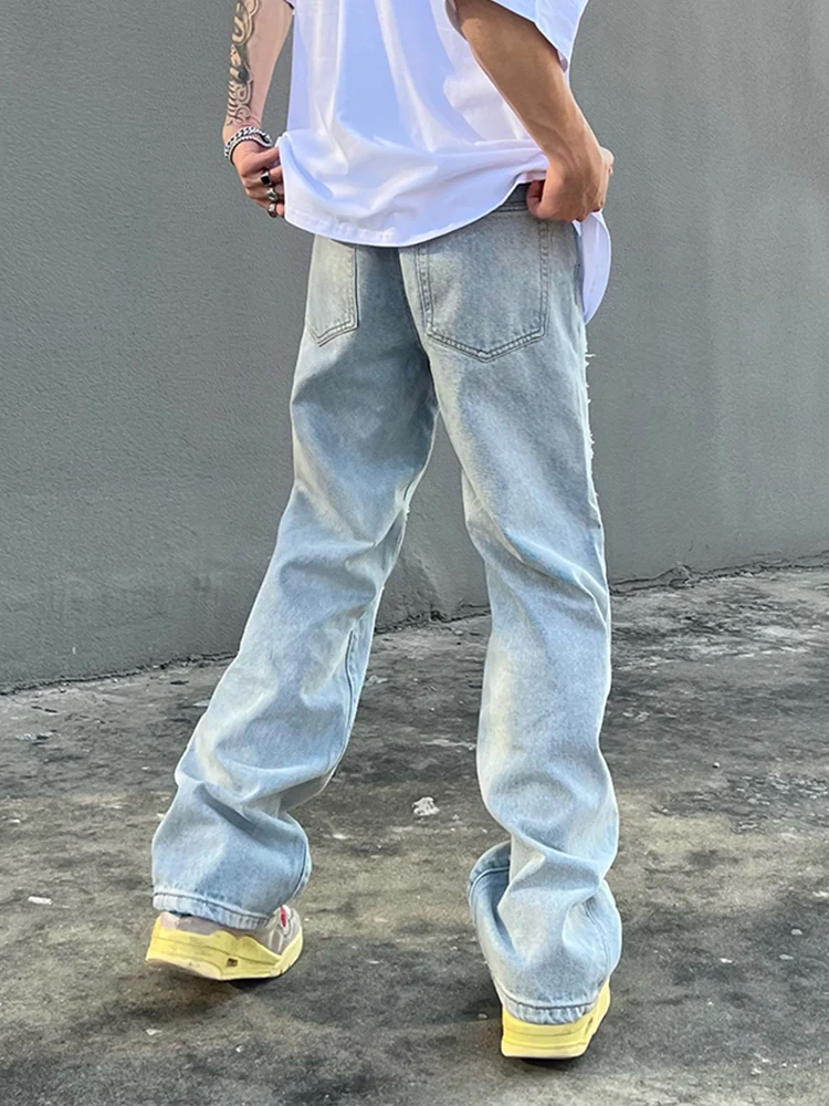 Pantalones vaqueros Y2K para Hombre, Jeans informales holgados con agujeros desgastados, ropa de calle, rasgados, rectos | - AliExpress