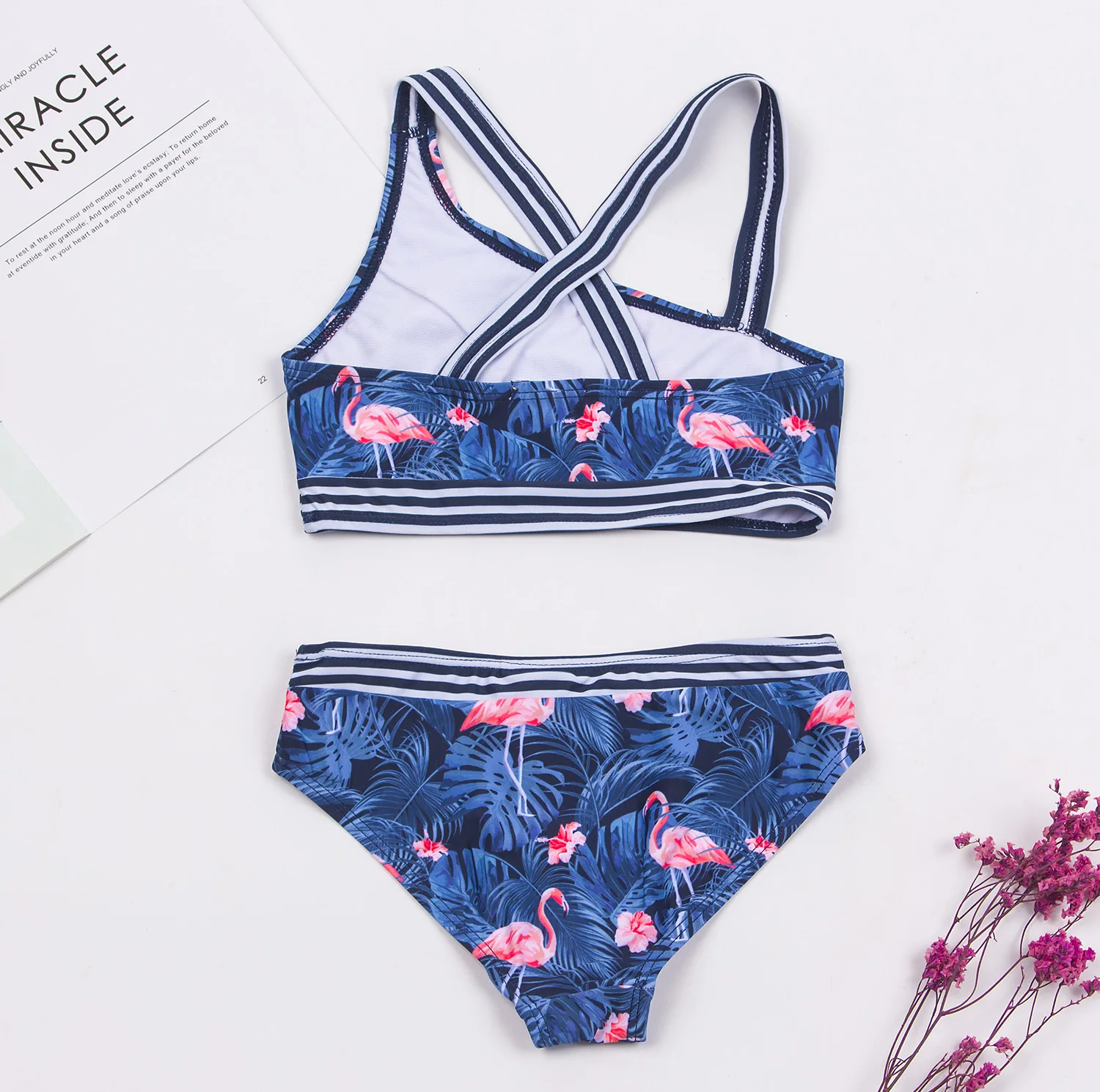 Flamingo Print Kids Girls Bikinis Set New Patchwork Child Swimwear Swimsuit Summer Children Biquini Infantil Bathing Suit
