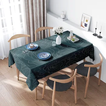 Tovaglia scozzese di lusso con accenti bianchi per tavoli da pranzo Design moderno in colore verde scuro per decorazioni da cucina (Table Co 1