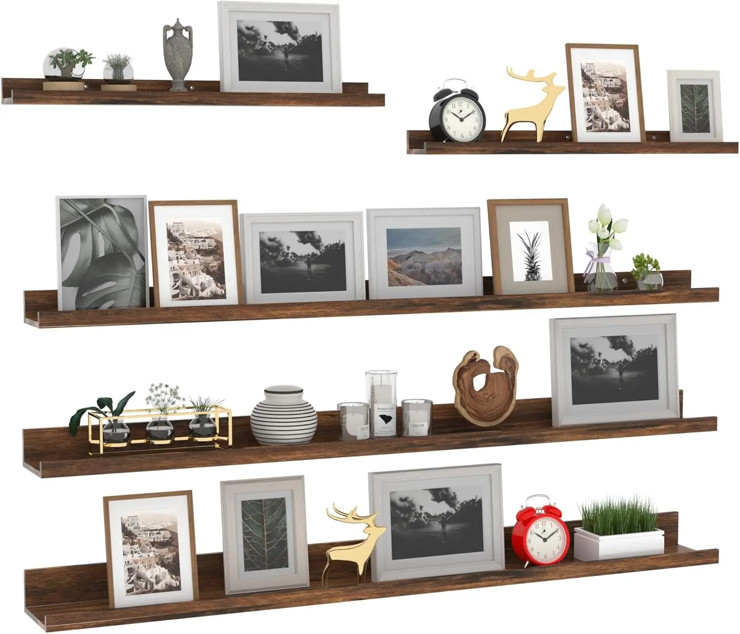Set of 5 Rustic Wood Picture Ledges 5 | Set of 5 Rustic Wood Picture Ledges 1
