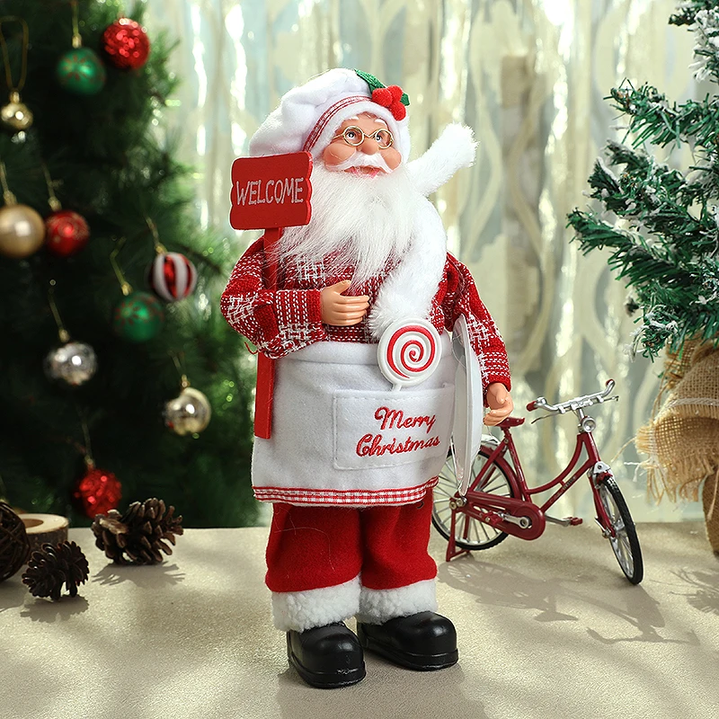 Standing Santa Claus Doll Christmas Figurine Statue Kids New Year Xmas Gift Home Decoration Ornaments Birthday Party Supplies