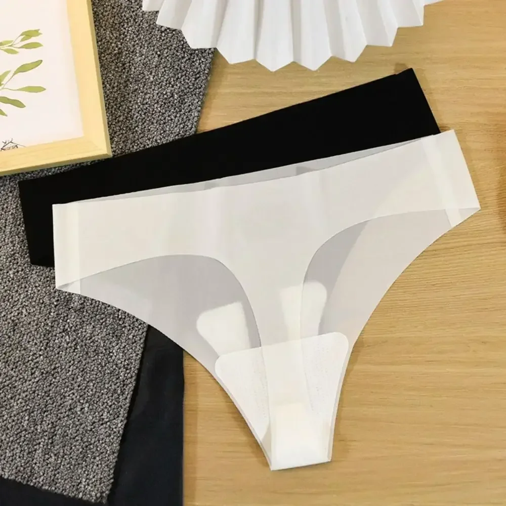 Women's Thong Ultra-Thin Women's Transparent Low-Rise Sexy Seamless Solid Color T-Pants Quick-Drying Lingerie Underwear Female