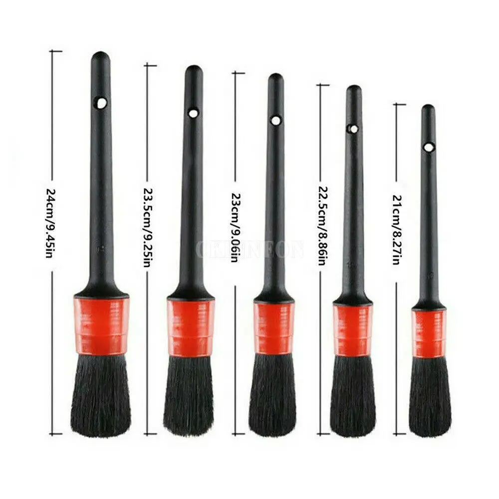10Sets Multi-Functional Car Detailing Brushes Car Wash Slit Brush Clean Seat Detail Brush Natural Boar Hair Brushes
