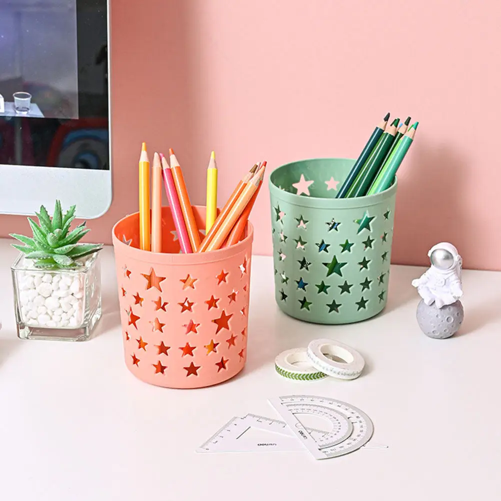 4Pcs 다기능 다섯개 별 모양의 빈 데스크탑 보관함 PP 플라스틱 펜 홀더 데스크탑 주최자 문구류