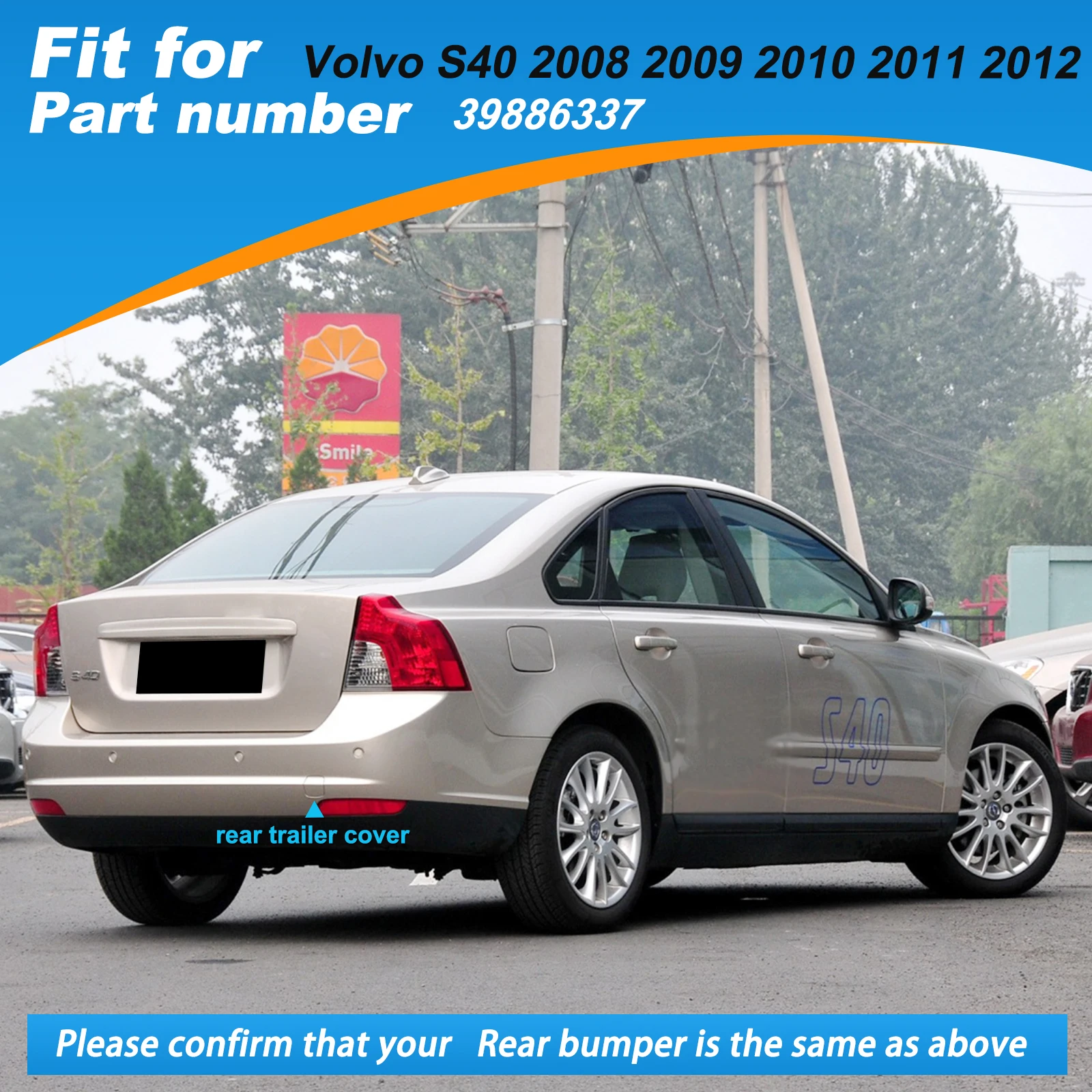 Rear Bumper Tow Hook Cover Cap Eye for Volvo S40 V50 2008 2009 2010 2011 2012 39886337 39886117 30744941