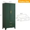 Metal Armoire Wardrobe Closet, Clothing Storage Cabinet with Hanging Rods and 2 Drawers, Household Closet Organizers 2