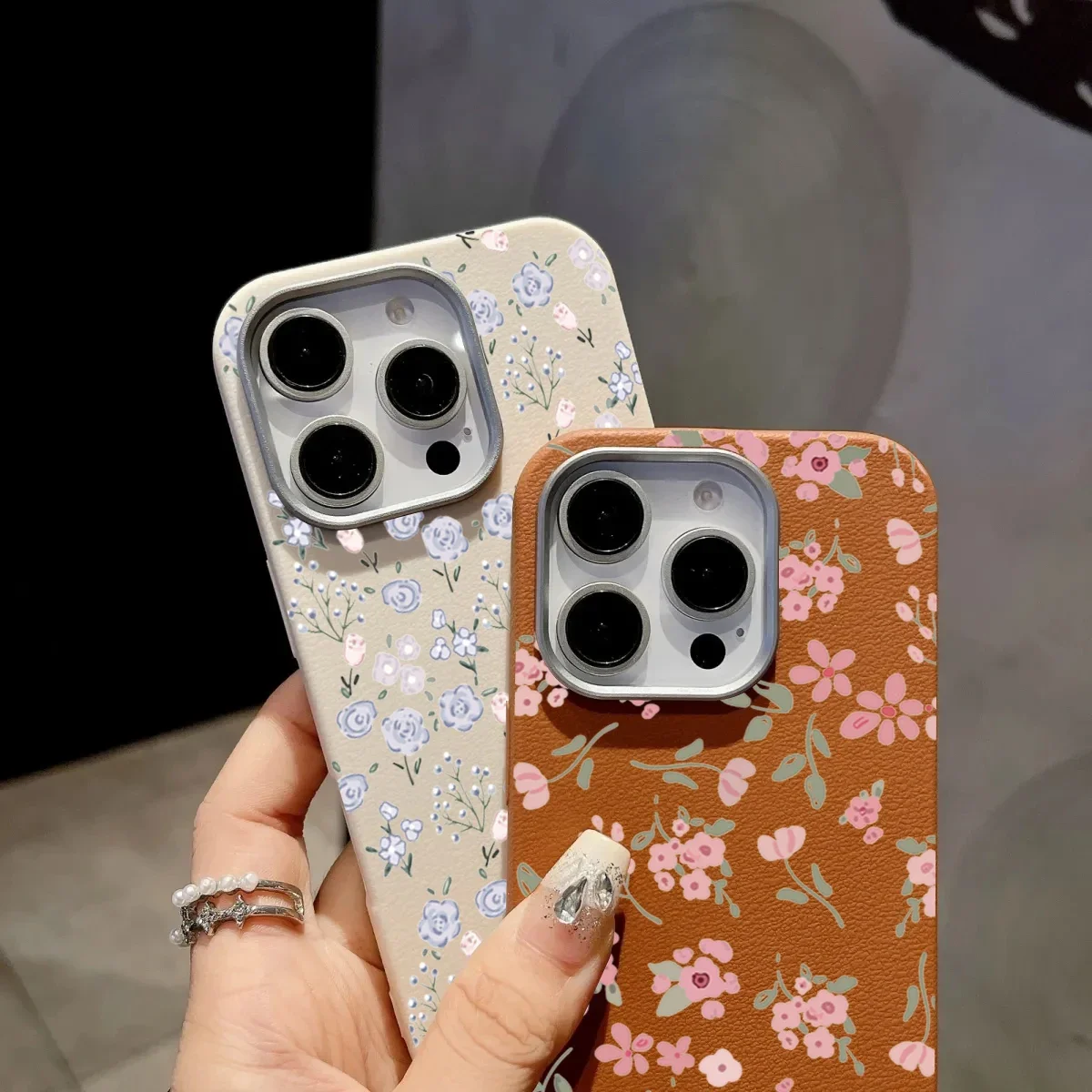 INS Green Leaf Pink Flower Pattern Phone Case Cover