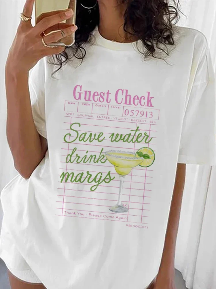 

Tguest Check Women's Fashion O-Neck T-Shirt Cartoon Print Pattern Women's Print Summer Fun Top Leisure Style Travel T-Shirt.