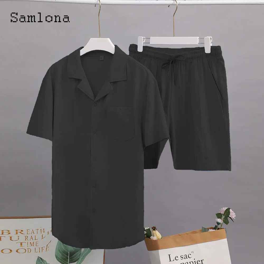 Plus Size 3xl Mens Casual Linen Two Piece Sets 2024 Western Style Fashion Shirts and White Shorts Suit Male Basic Tracksuits Set 4