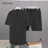 Plus Size 3xl Mens Casual Linen Two Piece Sets 2024 Western Style Fashion Shirts and White Shorts Suit Male Basic Tracksuits Set 4