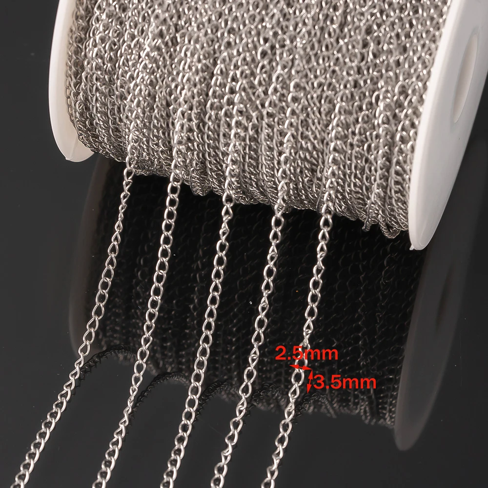 100 m goldene Edelstahlkette, 2,5 x 3,5 mm, flaches Kabel, Gliederkette, Spule, Großpackung für Armband, Halskette, Verlängerung, Schmuckherstellung, DIY-Handwerk – Detail 3
