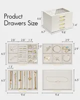 4 Layer Jewelry Box for Women, Glass Lid Jewelry Organizer with 4 Drawers for Necklaces Rings Earrings Bracelets - Cloud White 2