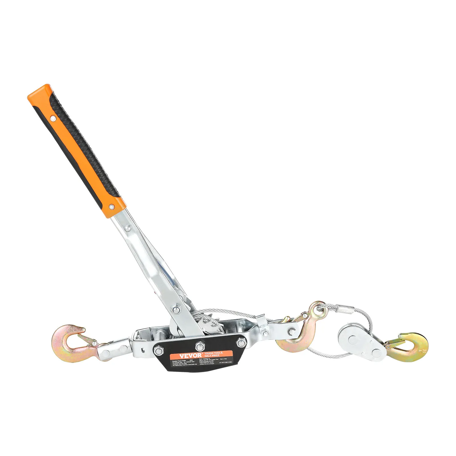 VEVOR Come Along Winch 5 Ton (11,023 lbs) Pulling Capacity 11.5 ft Steel Cable 3 Hooks Heavy Duty Ratchet Power Puller Tool