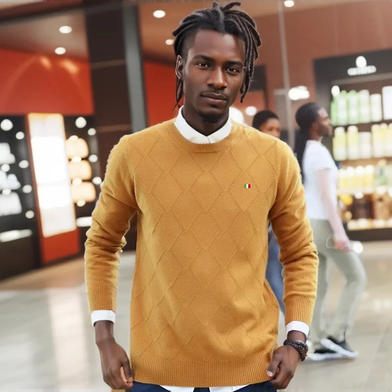 100% Puro Cashmere Maglione Abbigliamento Uomo Autunno Inverno Caldo Jersey Maglione Robe Hombre Hiver Pullover O-Collo Misto Lana Lavorata A Maglia