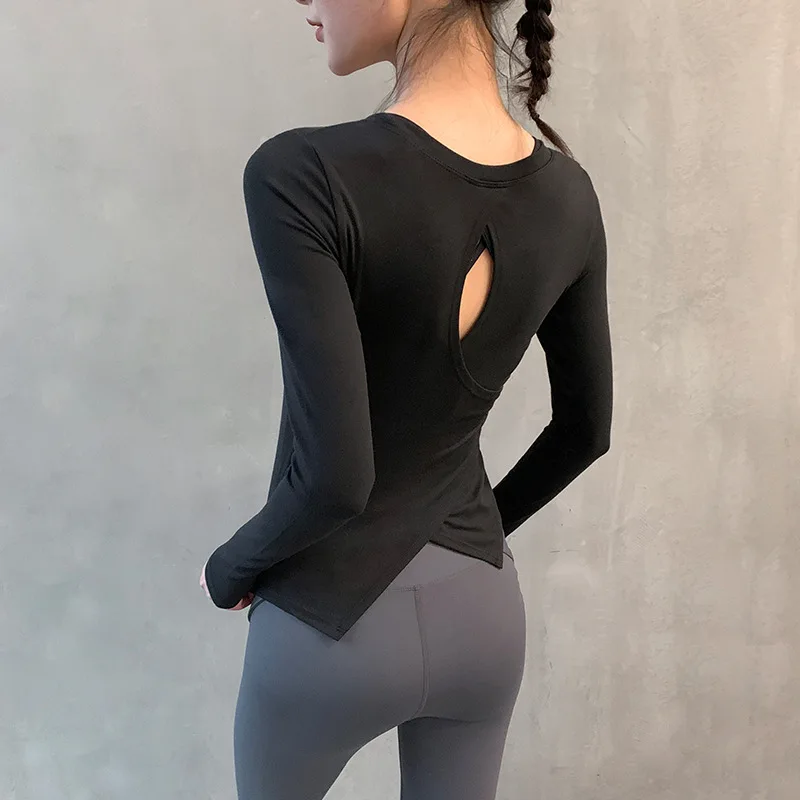 Yoga Crop Tops Long-sleeved Tight-fitting Beautiful Back Fitness Clothing Women's Quick-drying Sportswear Female Gym Shirts |