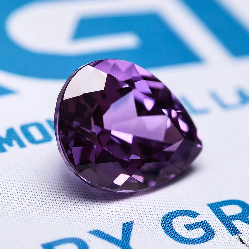 Lab Grown Sapphire Purplish Blue Color Pear Shape VVS1 Stone for Charms Diy Jewelry Making Materials Selectable  AGL Certificate