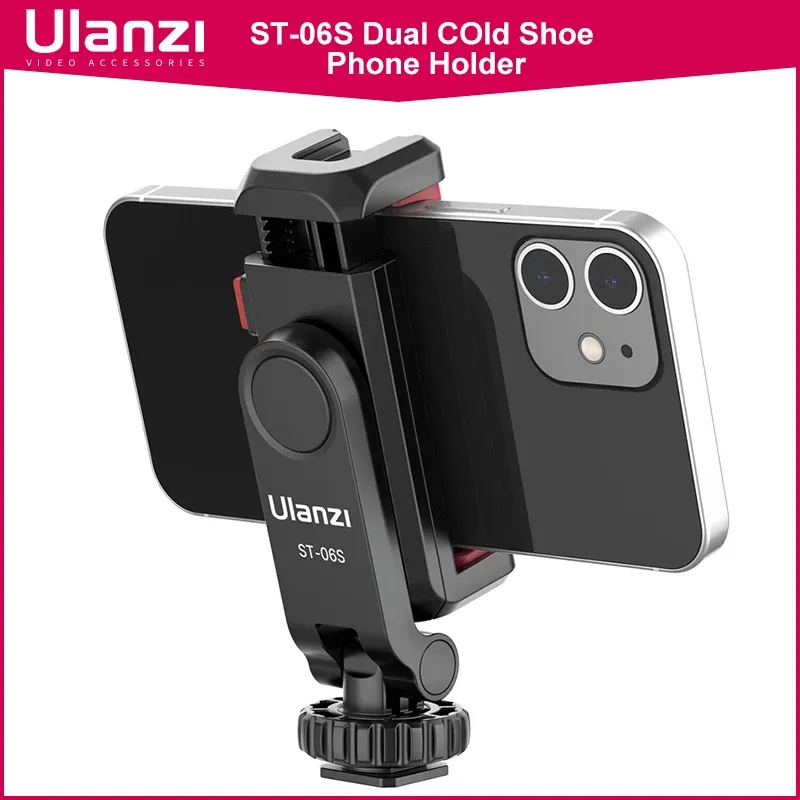Ulanzi ST-06S Vertical Phone Mount Holder Tripod With Cold Shoe For Mic Light Phone Clip For iPhone 12 Vlog Holder Smartphone