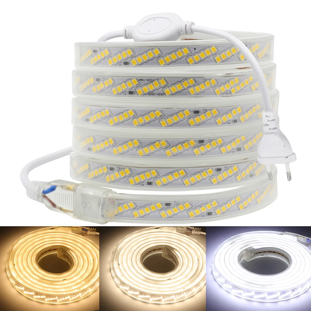 

Super Bright LED Strip Light Oblique Style 320LED/m 5 Rows SMD 2835 AC 220V 230V 240V Rope Lights IP67 Outdoor Indoor Decoration