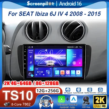 Reproductor Multimedia Android 16 para SEAT Ibiza 6J IV 4 2008-2015, Radio para Auto, Estéreo, CarPlay, Mirror Link, DVD, QLED 1