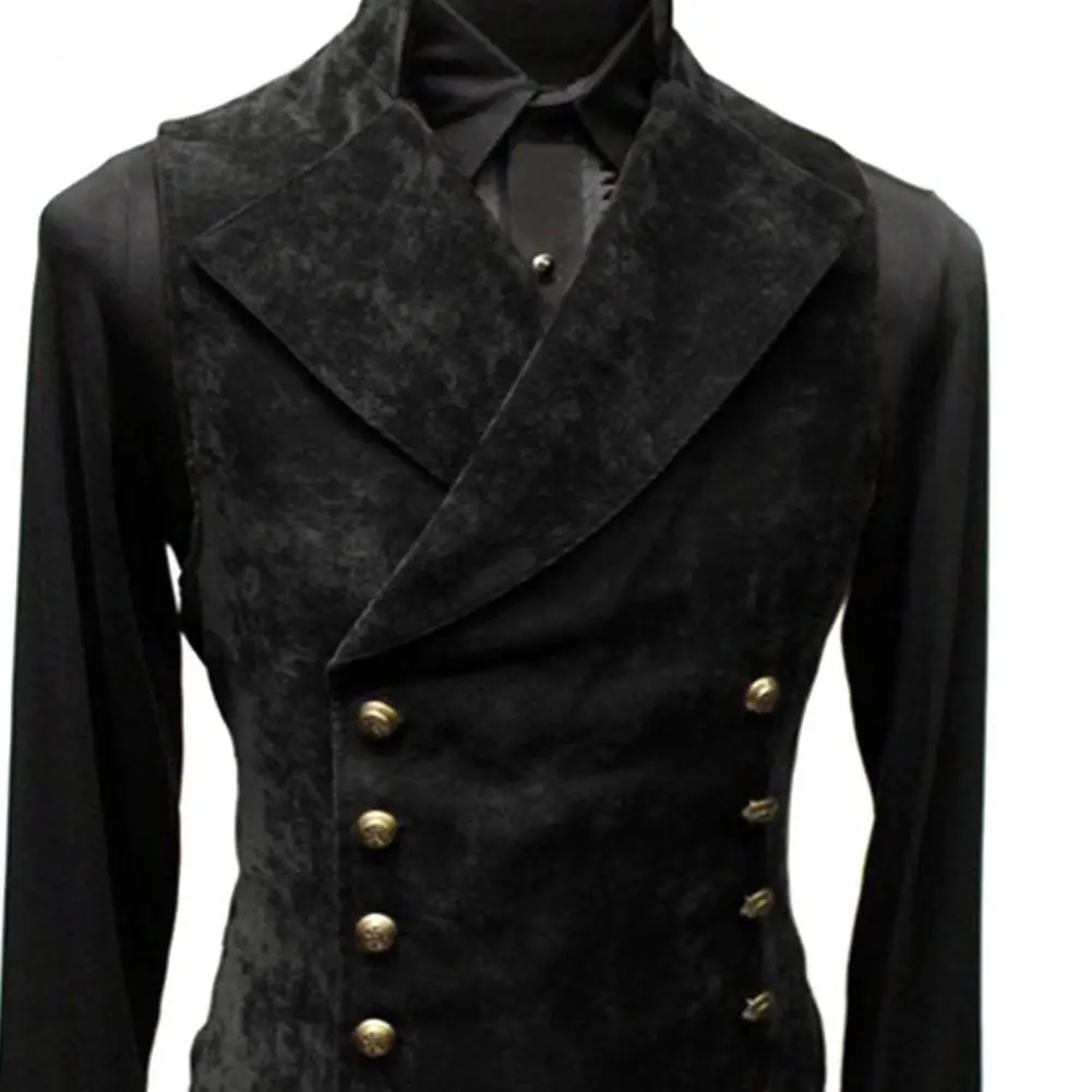 Description Picture 3 of itemFashionable Not Easy to Pilling Formal Waistcoat Streetwear Vest Double Breasted Sleeveless Slim Fit Vest for Working