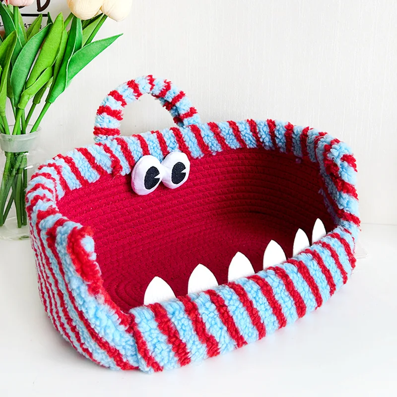 Desktop Snack Storage Basket Lamb Wool Toy Cosmetics Monster Cotton Thread Large Capacity Decoration Picnic Canasto Decorativo