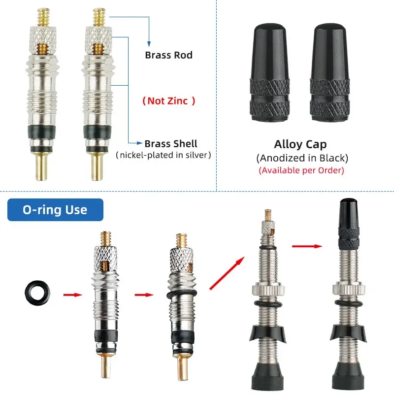 Bicycle Tubeless Valve Bicycle Valve Bicycle Air Valve 40/60/80mm Presta Nipples Bicycle Tubeless Rim F/V Valves Brass Core Brass Stem Round Base
