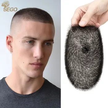 13x1 8/15x20 cm 100% Capelli Umani Buzz Taglio Parrucchino per Gli Uomini Ultra Sottile PU Nero Topper Trasparente Biologico Protesi Del Cuoio Capelluto Parrucchino