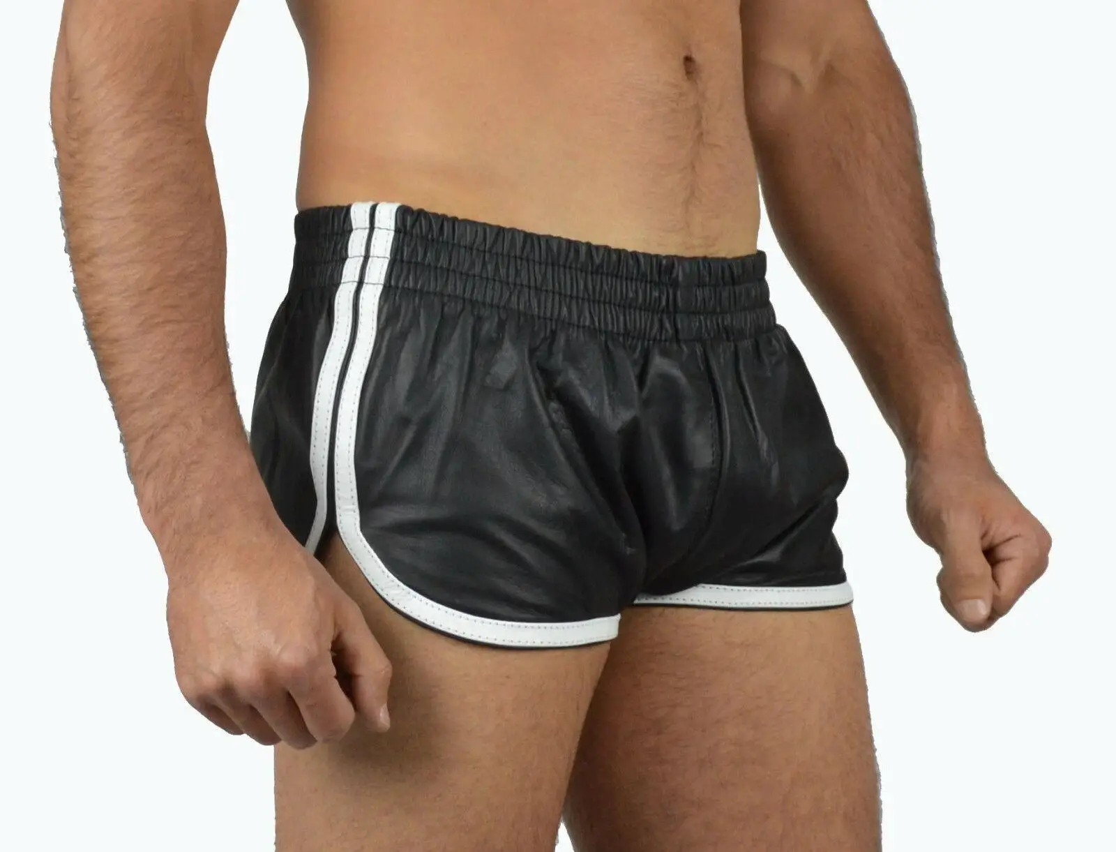 New Men's Pu Pantsleather Quality Solid Men Short Superior Colour Pu Strappy Casual Trousersshorts Rock Streetwear Trouserss 5