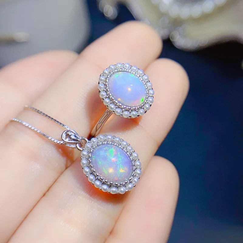 

Natural Opal jewelry sets for women rings pendant silver 925 luxury gem stones 18k gold plated free shiping items